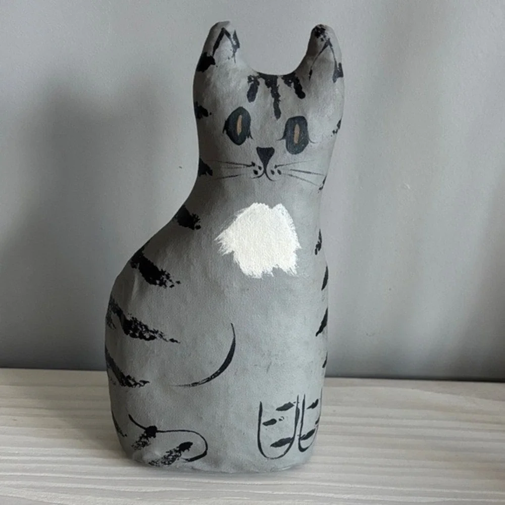 VTG‎ Toys From The Attic Gray Folk Art Cat Figurine